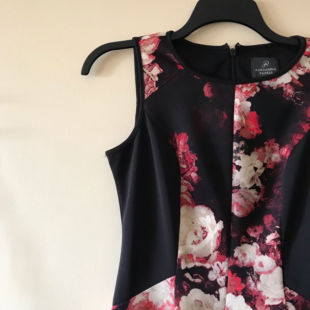 Adrianna Papell Black Floral Dress